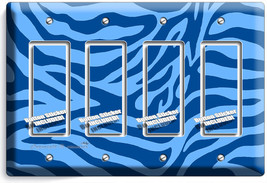 Blue Zebra Animal Prints Stripes Light 4 Gang Gfci Switch Wall Plates Room Decor - £16.44 GBP
