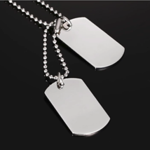 Double Dog Tag Military Pendant Necklace Solid Stainless Steel NEW - £10.38 GBP