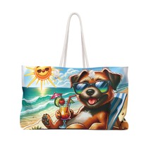 Personalised/Non-Personalised Weekender Bag, Summer Beach Dog, Border Terrier, L - £39.20 GBP