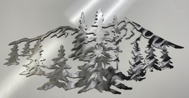 Arizona Mountain Scene - Metal Wall Art - Silver Polished Steel 36&quot; x 18&quot; - £87.31 GBP