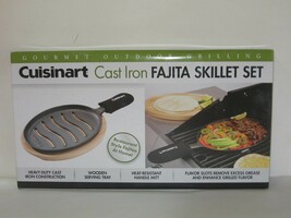 NEW Cuisinart Grilled Fajita Cast Iron Skillet Set Outdoor Cookware Pre ... - $46.52