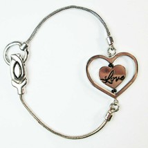 Spinning Love Heart Shaped Charm Themed Bracelet Silver Toned Locking Clasp - £2.86 GBP