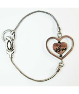 Spinning Love Heart Shaped Charm Themed Bracelet Silver Toned Locking Clasp - €3,12 EUR