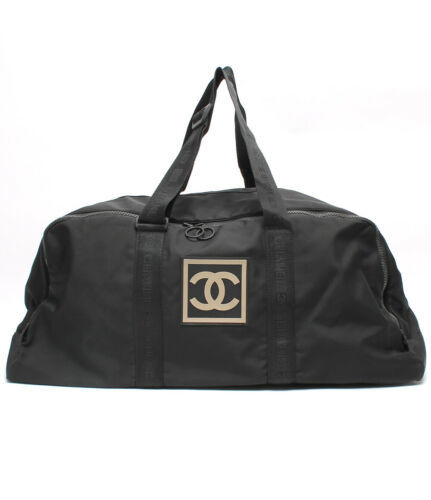 Auth CHANEL Sport Nylon Black Shoulder bag Boston Logo USED Japan B0203 - $1,088.01