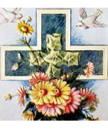 Best Easter Wishes 1900-10s Greeting Postcard Embossed Doves Cross PCBG6D - $366.58 MXN