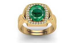 20.25 Ratti Certified Precious Emerald Ring Adjustable Panna Gemstone Gold Plat - £30.08 GBP