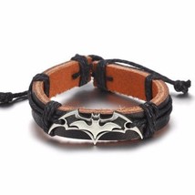 New BATMAN Bracelet Leather Adjustable Men&#39;s Women&#39;s Jewelry Unisex  - £12.96 GBP