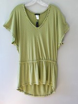 Tunic Cover up Top Blouse High Low Hem Lime Gray Relaxed Fit Stretch, Si... - $16.61
