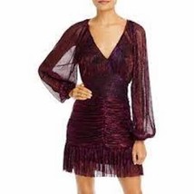 Aqua Womens Katherine Metallic Long Sleeves Mini Dress XL - $78.21