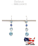 Believe By Brilliance Fine Silver Plated Genuine Crystal Earrings 4 ston... - £3.87 GBP
