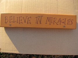    Primitive Wood Block 9003BIM-Believe in Miracles   - £4.69 GBP