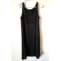Eileen Fisher Silk Blend Ruffle Front Soft-V Tank Dress Black Size Small - £54.52 GBP