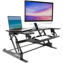 Standing Desk Converter - Height Adjustable Stand Up Desk With Gas Spring Riser  - £271.45 GBP