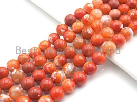 Natural Orange Fire Agate - 6/8/10mm Round Smooth Gemstone Beads - Sku#UA68 - £3.85 GBP+