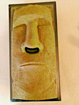 Easter Island Tiki Head Tissue Box Cover  Dispenser Green Composite Face - $17.00