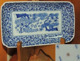 ONE Japanese Dish/ Tray 8.25&quot;x4.7 Blue White Arita Meiji 19th pos Fuki C... - $47.35 CAD