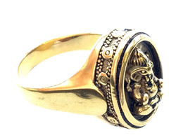 Gold 18K Hindu God Ganesha Magic Ring Big Lucky Powerful Thai Buddha Amu... - £23.97 GBP