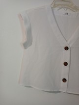 Ardene White V Neckline Sleeveless Open Front Button Blouse S/P - $15.00