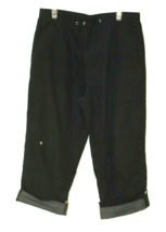 WEST COAST CONNECTION CAPRI PANTS SIZE 13 BLACK FLAT FRONT ROLLED CUFF  ... - $14.86