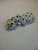 Panther Collection Brooch Crouching Panther Crystal Emerald Green Eyes K Lane - £39.30 GBP