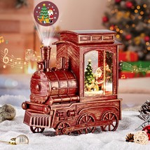 Christmas Snow Globe Lantern with Santa Cute Dog Projection Vintage Train Lighte - £32.51 GBP