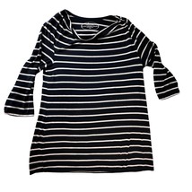 Soma Womens Black &amp; White Metallic Stripe Lounge 3/4 Sleeve Tunic Top Si... - $24.99
