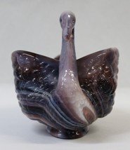 Vintage Imperial Glass Purple Slag Swirl Swan Candy Bowl Trinket Dish 3.75&quot; - $15.00