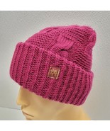 Aris Thick Cable Knit Burgundy Purple Acrylic Hat One Size Embroidered L... - £15.45 GBP