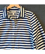 J Crew Navy/White Stripe Button Front Shirt Lightweight Boy Cut- Women&#39;s 12 - $33.04 CAD
