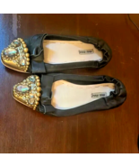 MIU MIU Bejeweled Women Leather Slip On Skimmer Ballet Flat Shoes Sz 38 - €68,77 EUR
