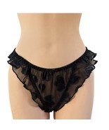 Vtg NWT Rene Rofe See Through Shiny Black Heart Panties Sheer Flutter La... - $38.79 CAD