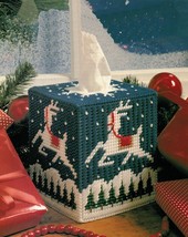 Plastic Canvas Reindeer Tissue Box Cover Kiss Xmas Balls Santa Windsock Patterns - £7.82 GBP