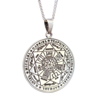 Seven 7 Archangels Pendant Angels Amulet Real 925 Sterling Silver Necklace &amp; Box - £46.25 GBP