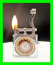 Unique Vintage Gambling Roulette Game &amp; Lift Arm Petrol Lighter Fully Fu... - $138.59