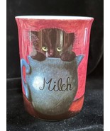 Black Kitten in a Creamer Coffee Tea Mug Cup 1993 Cha Cult Dark Pink 4&quot; ... - $150.34 MXN