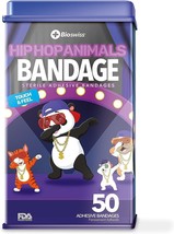 Hip Hop Animals Novelty Kids Sterile Adhesive Bandages Count In Tin 50ct - £7.86 GBP