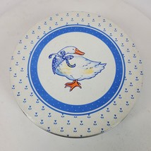 Vintage 1980s Farmhouse Blue Goose Container Metal Tin Approx 7x2.5 Inch - $16.83