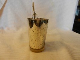 Unique Speckled Silver Glass Tea Light Candle Holder with Candle Remover - £20.10 GBP