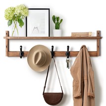 29&#39;&#39; Coat Rack Wall Mount With Shelf, Wood Wall Hooks With Storage, Entr... - $55.99