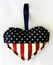 July 4 Independence Day Patriotic Christmas Ornament Stars Stripes Cloth Heart - £9.15 GBP