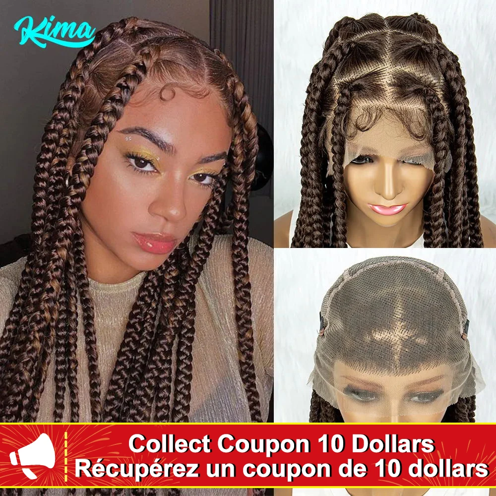 HD Transparent Full Lace Braided Wigs for Black Women Synthetic Lace Front W - £127.56 GBP
