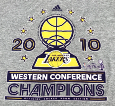 2010 LA Lakers Western Conference Champions NBA Gray T-Shirt Sz L Adidas - £14.44 GBP