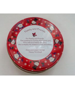 Round metal cookie container happy holidays family and friends snowman d... - $27.01 CAD