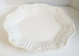 Lenox Butlers Pantry 20&quot; Oval Serving Platter White Cream Scrolled Traditional  - £44.04 GBP