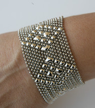 SG Liquid Metal Silver Mesh Cuff Bracelet by Sergio Gutierrez TB32 All S... - £159.63 GBP