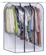 50&#39;&#39; Extra Large Clear Hanging Garment Bags For Closet Storage Bottom NEW - £22.96 GBP