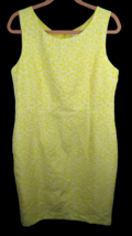 Vintage Kasper Yellow Floral Sheath Dress, Women&#39;s Size 14, Zip Back, Sl... - $39.99
