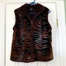 Lisa International Faux Tiger Fur design Womens vest Size L reversible N... - $98.01