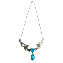 Les Baker Vintage Navajo Turquoise SS Wings Necklace - £196.61 GBP
