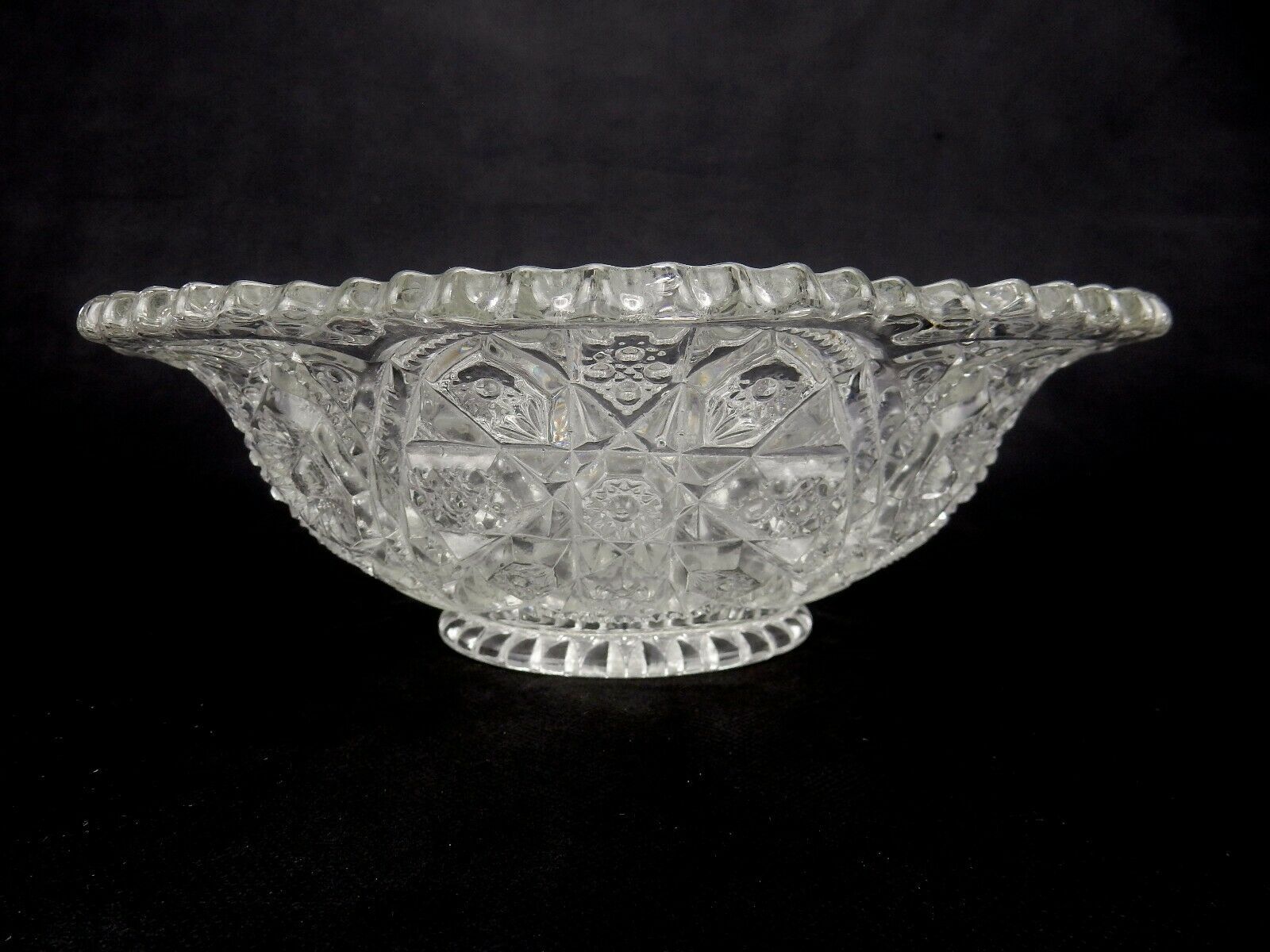 EAPG Clear Glass Decorative 10" Serving Bowl with Sawtooth Edging Vintage 1900's Item image 7